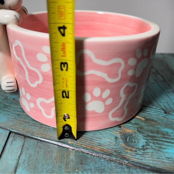 Ceramic Pink Pet Feeding Water Bowl Dalmatian - Picture 11 of 11